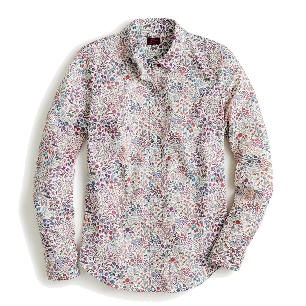 J.Crew Liberty print slim perfect top, Shepherdly Song print, sz 12